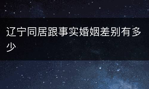 辽宁同居跟事实婚姻差别有多少