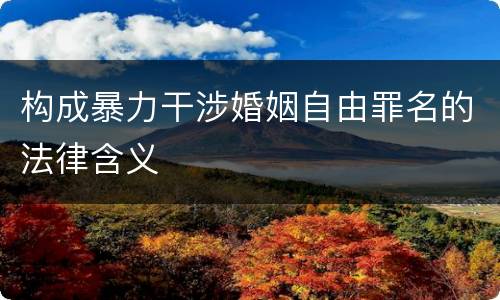 构成暴力干涉婚姻自由罪名的法律含义