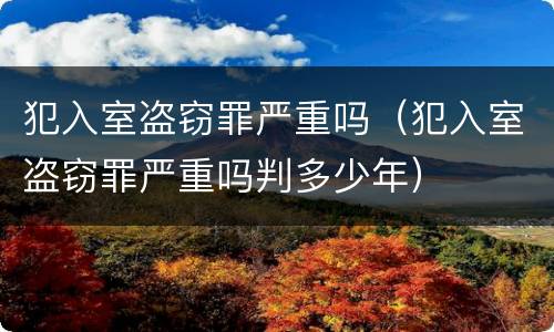 犯入室盗窃罪严重吗（犯入室盗窃罪严重吗判多少年）