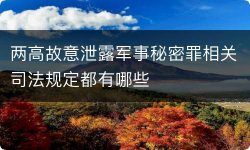 两高故意泄露军事秘密罪相关司法规定都有哪些
