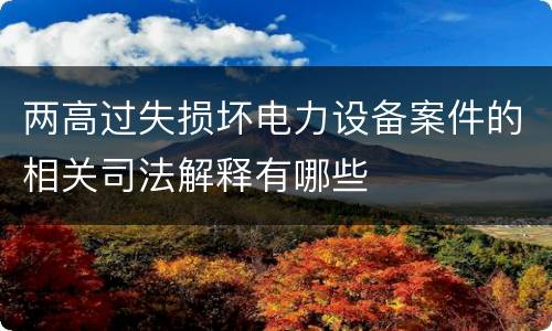两高过失损坏电力设备案件的相关司法解释有哪些