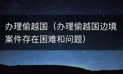 办理偷越国（办理偷越国边境案件存在困难和问题）