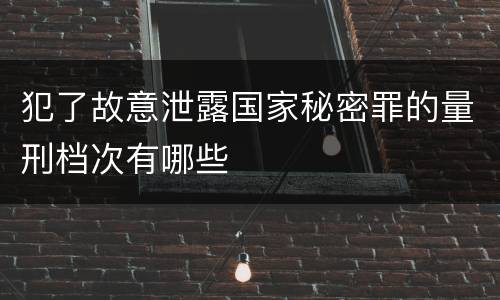 犯了故意泄露国家秘密罪的量刑档次有哪些