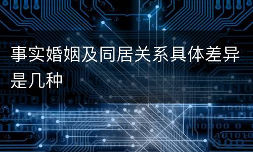 事实婚姻及同居关系具体差异是几种