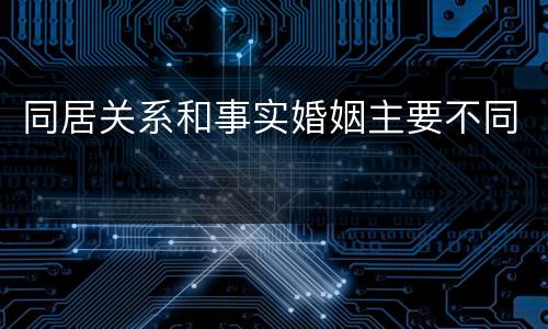 同居关系和事实婚姻主要不同