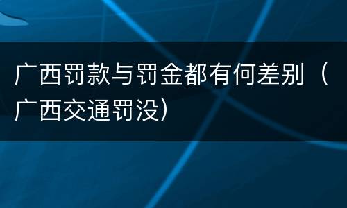 广西罚款与罚金都有何差别（广西交通罚没）