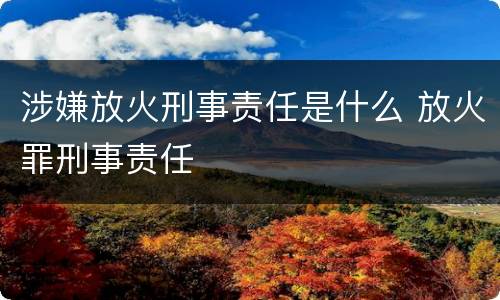 涉嫌放火刑事责任是什么 放火罪刑事责任