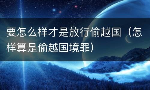 要怎么样才是放行偷越国(怎样算是偷越国境罪)