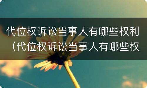 代位权诉讼当事人有哪些权利（代位权诉讼当事人有哪些权利）