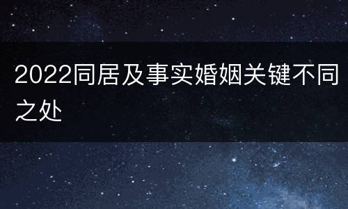 2022同居及事实婚姻关键不同之处