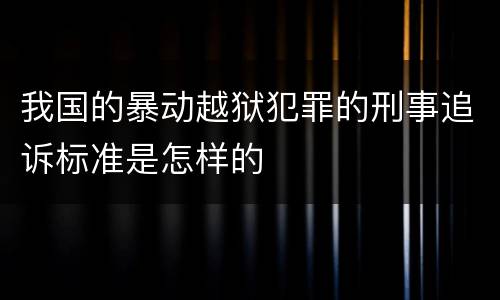 我国的暴动越狱犯罪的刑事追诉标准是怎样的