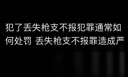 犯了丢失枪支不报犯罪通常如何处罚 丢失枪支不报罪造成严重后果