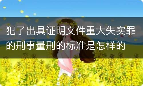 犯了出具证明文件重大失实罪的刑事量刑的标准是怎样的