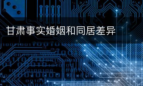 甘肃事实婚姻和同居差异