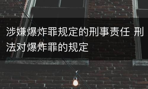 涉嫌爆炸罪规定的刑事责任 刑法对爆炸罪的规定