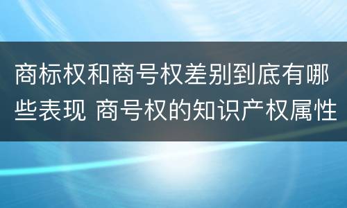 商标权和商号权差别到底有哪些表现 商号权的知识产权属性