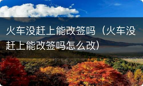 火车没赶上能改签吗（火车没赶上能改签吗怎么改）