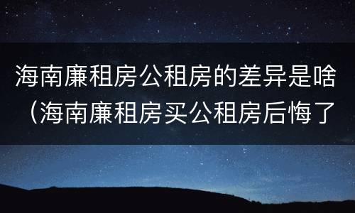 海南廉租房公租房的差异是啥（海南廉租房买公租房后悔了）