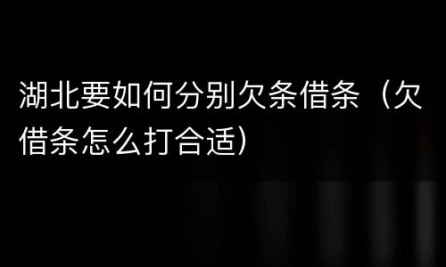 湖北要如何分别欠条借条（欠借条怎么打合适）