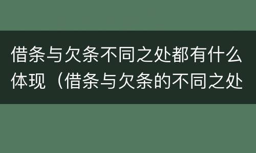 借条与欠条不同之处都有什么体现（借条与欠条的不同之处）