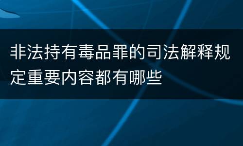 非法持有毒品罪的司法解释规定重要内容都有哪些