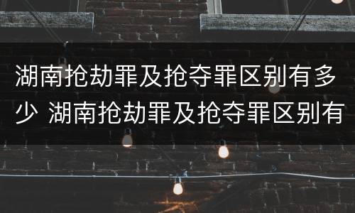 湖南抢劫罪及抢夺罪区别有多少 湖南抢劫罪及抢夺罪区别有多少种