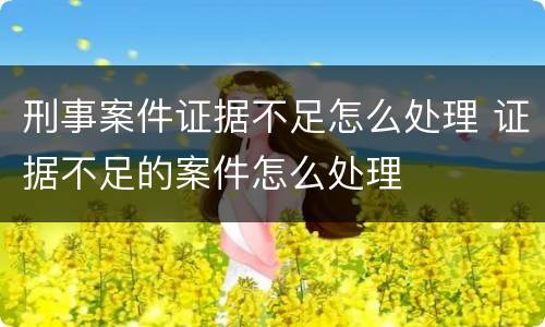 刑事案件证据不足怎么处理 证据不足的案件怎么处理