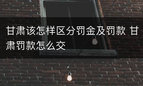 甘肃该怎样区分罚金及罚款 甘肃罚款怎么交