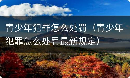 青少年犯罪怎么处罚（青少年犯罪怎么处罚最新规定）