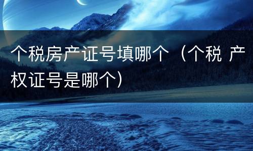 个税房产证号填哪个（个税 产权证号是哪个）