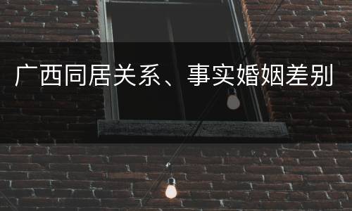 广西同居关系、事实婚姻差别