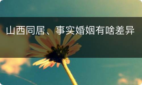 山西同居、事实婚姻有啥差异