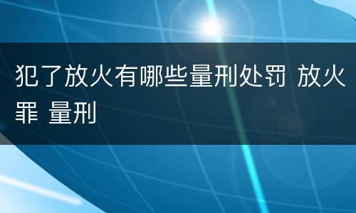 犯了放火有哪些量刑处罚 放火罪 量刑