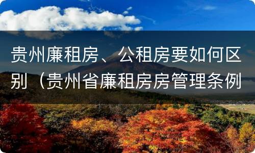 贵州廉租房、公租房要如何区别（贵州省廉租房房管理条例）
