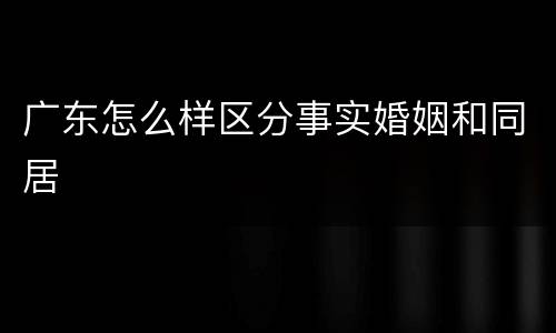 广东怎么样区分事实婚姻和同居