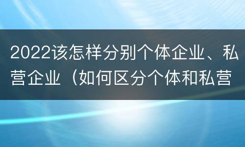 2022该怎样分别个体企业、私营企业（如何区分个体和私营）