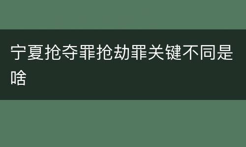 宁夏抢夺罪抢劫罪关键不同是啥