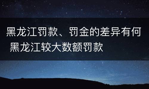 黑龙江罚款、罚金的差异有何 黑龙江较大数额罚款
