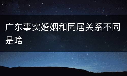 广东事实婚姻和同居关系不同是啥