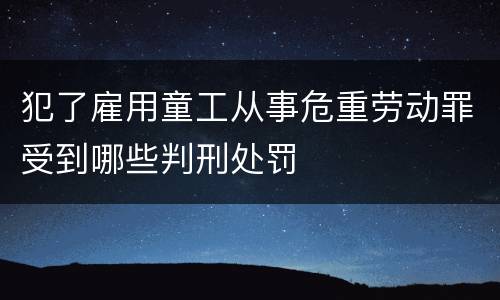 犯了雇用童工从事危重劳动罪受到哪些判刑处罚
