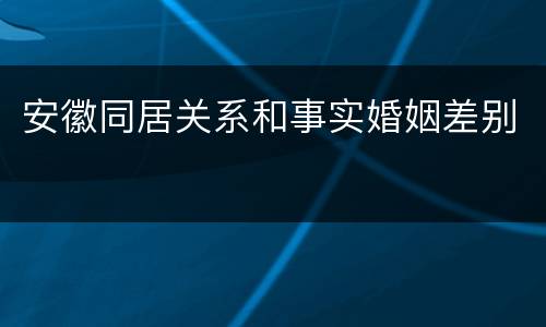 安徽同居关系和事实婚姻差别