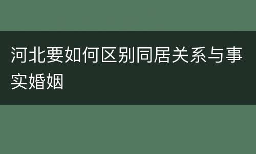河北要如何区别同居关系与事实婚姻