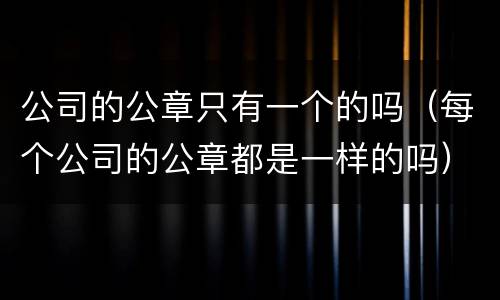 公司的公章只有一个的吗（每个公司的公章都是一样的吗）