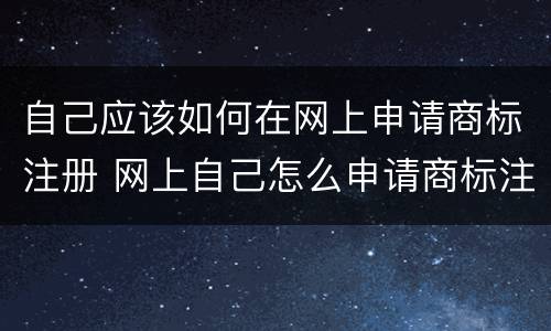 自己应该如何在网上申请商标注册 网上自己怎么申请商标注册