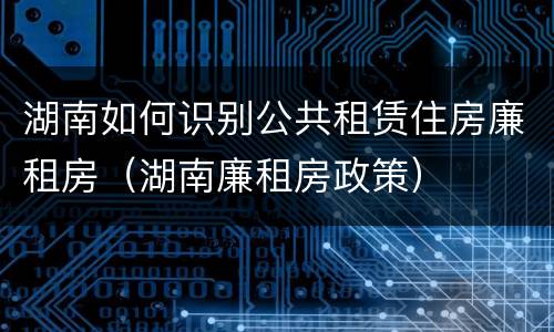 湖南如何识别公共租赁住房廉租房（湖南廉租房政策）