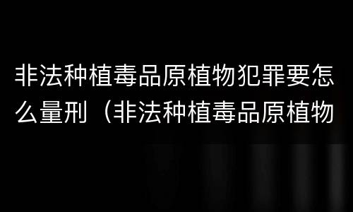 非法种植毒品原植物犯罪要怎么量刑（非法种植毒品原植物罪量刑标准）