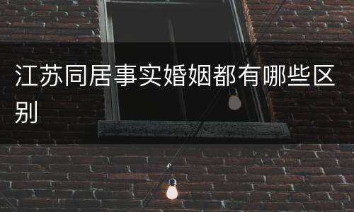 江苏同居事实婚姻都有哪些区别