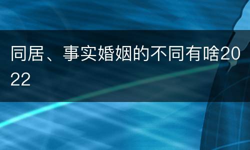 同居、事实婚姻的不同有啥2022
