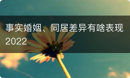 事实婚姻、同居差异有啥表现2022