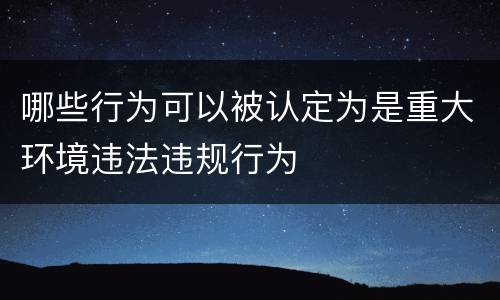 哪些行为可以被认定为是重大环境违法违规行为